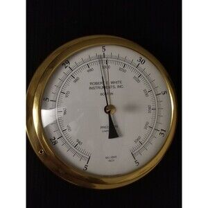 Vintage Nautical Brass Barometer Robert E. White Instruments Inc. Boston, MA USA